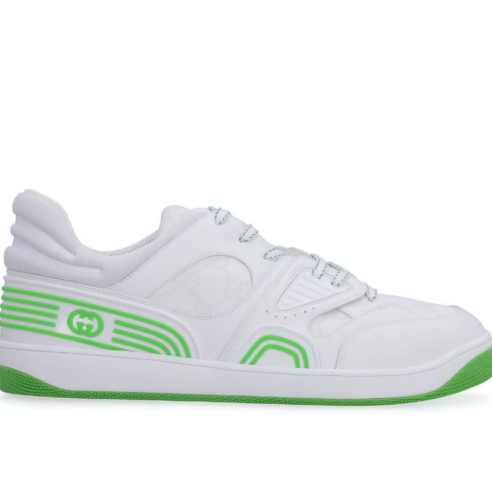 Authentic Gucci Basket Low White Demetra Green Sneaker NEW 12.5
